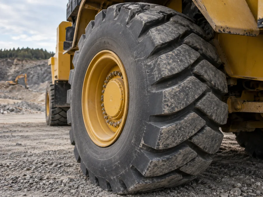 Large earthmoving tyre with deep tread